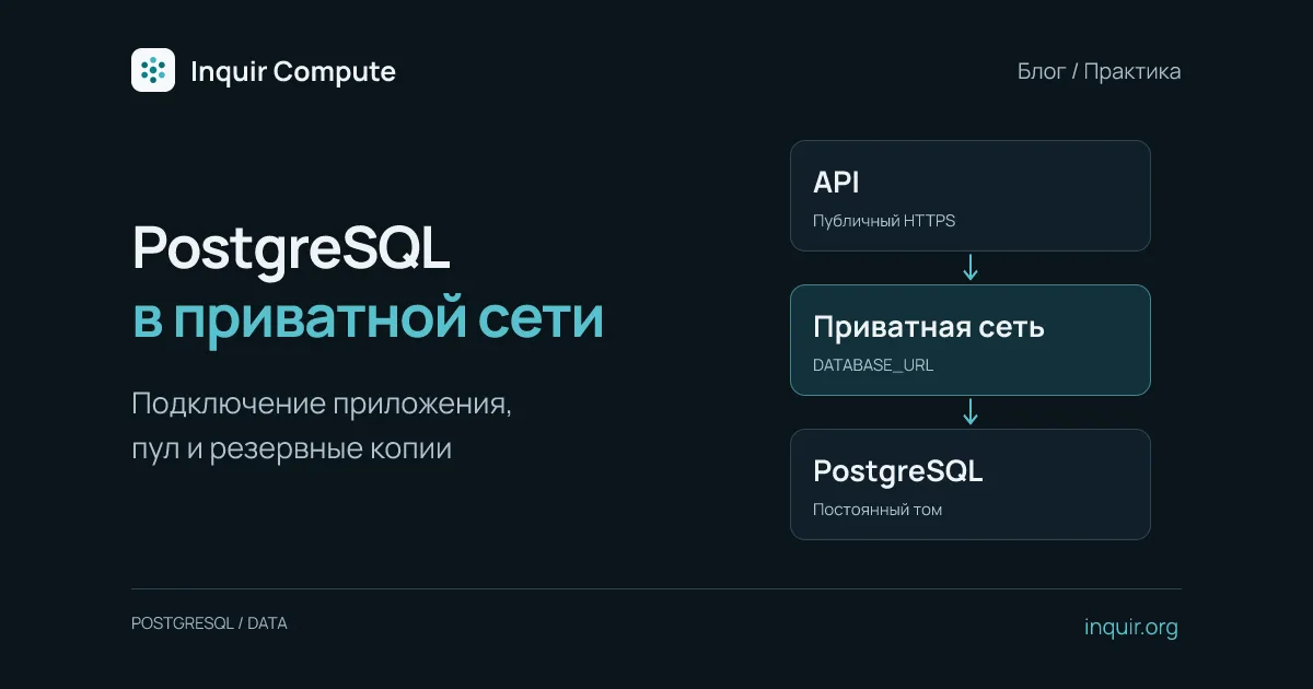 Connect an application to private PostgreSQL on Inquir