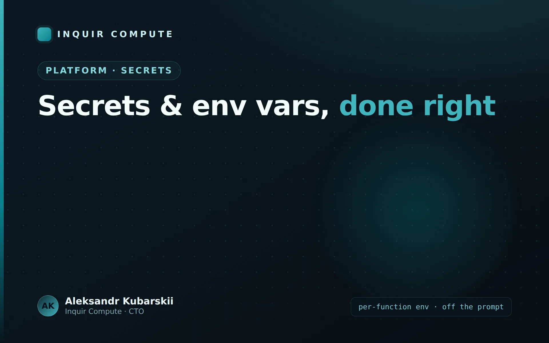 Secrets and environment variables for serverless functions